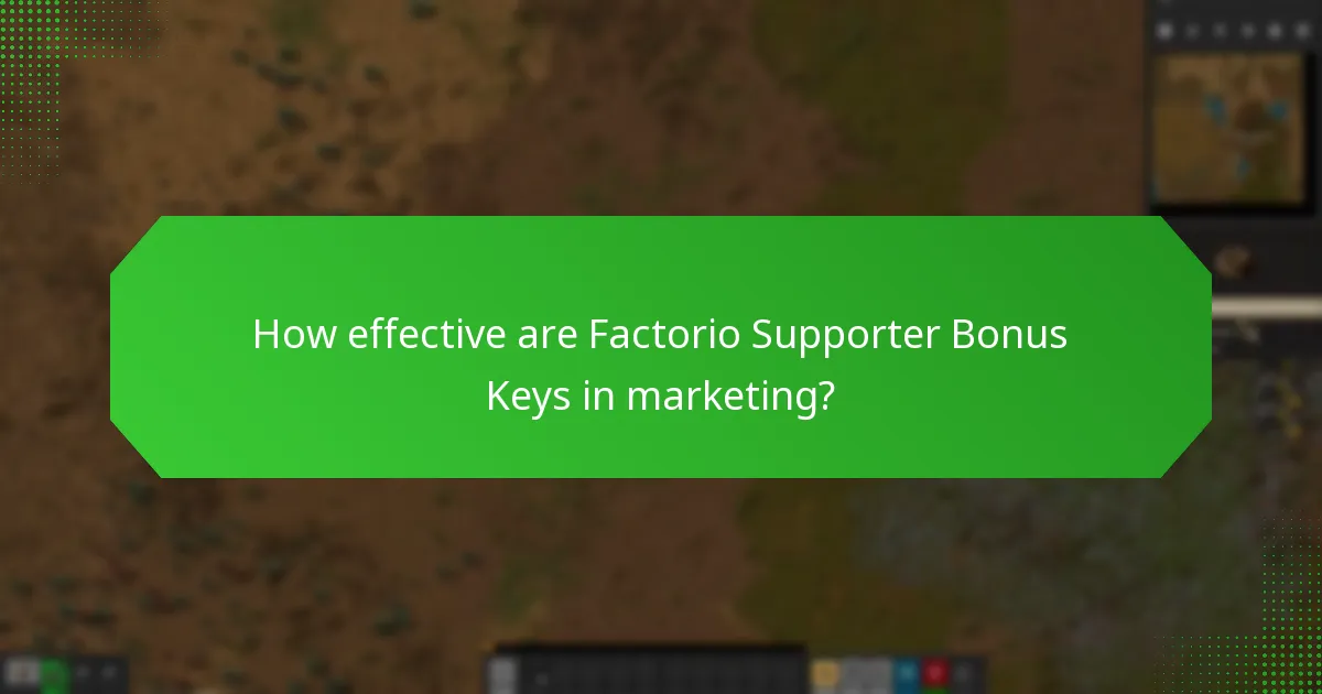 How effective are Factorio Supporter Bonus Keys in marketing?