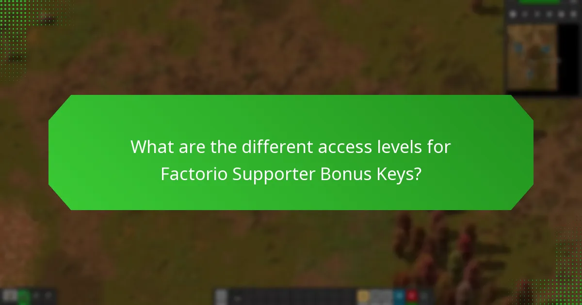 What are the different access levels for Factorio Supporter Bonus Keys?